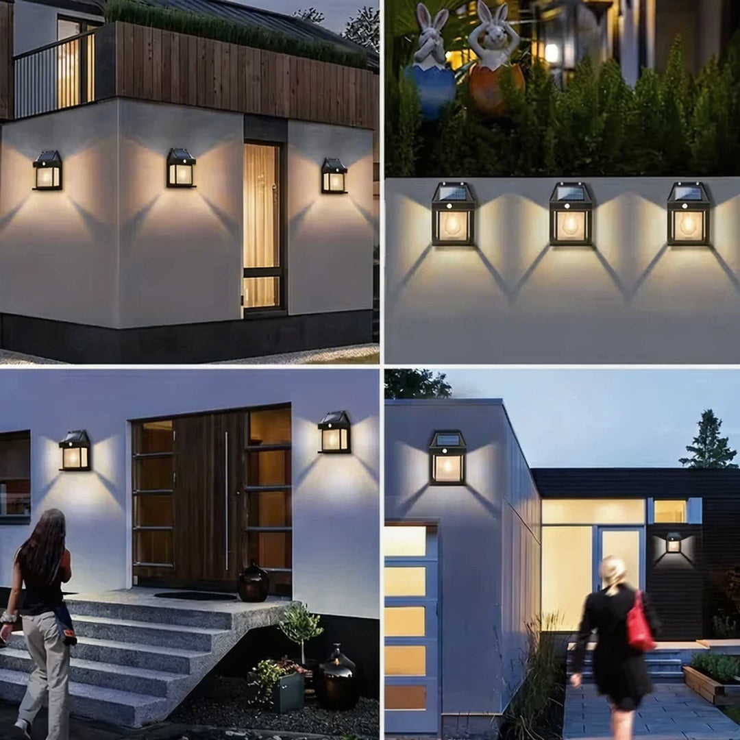Solar Outdoor Wall Light Motion Sensor Waterproof ABS Fixture with Adjustable Modes for Garden Patio