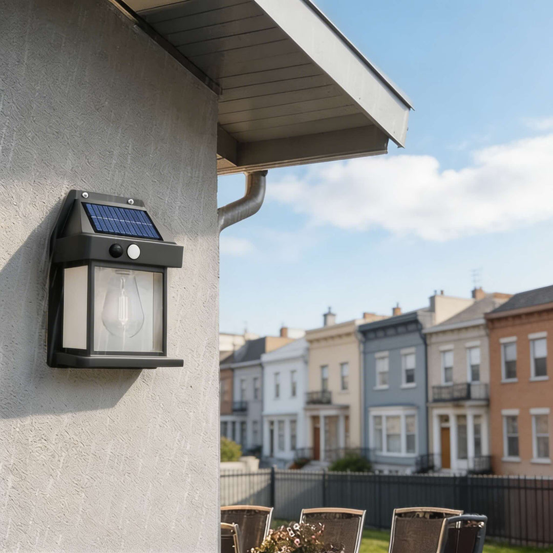 Solar Outdoor Wall Light Motion Sensor Waterproof ABS Fixture with Adjustable Modes for Garden Patio