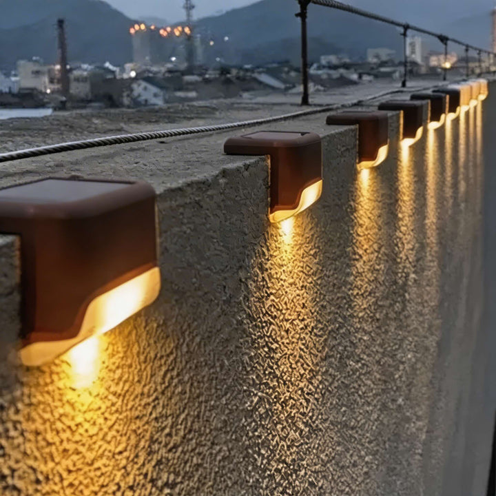 Solar Garden Light Outdoor Step Lamp Waterproof Plastic Linear Design Warm White LED