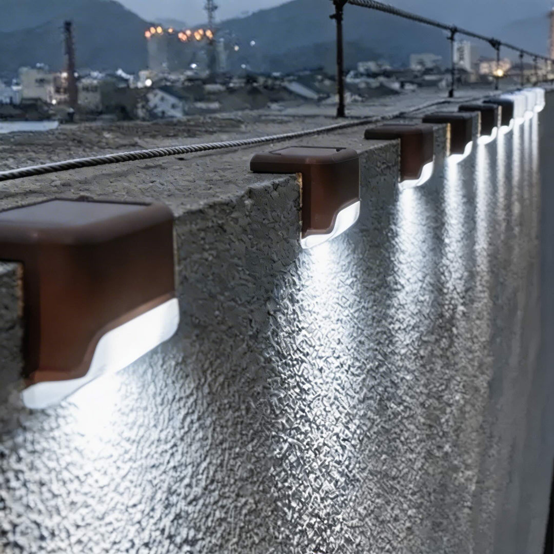 Solar Garden Light Outdoor Step Lamp Waterproof Plastic Linear Design Warm White LED