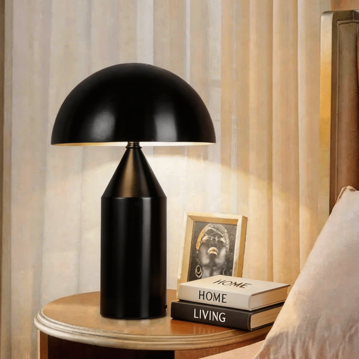 Modern Desk Lamp Adjustable Metal Base Mushroom Shade LED Light for Bedroom or Bedside Use