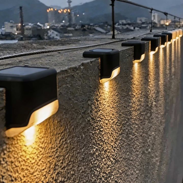 Solar Garden Light Outdoor Step Lamp Waterproof Plastic Linear Design Warm White LED