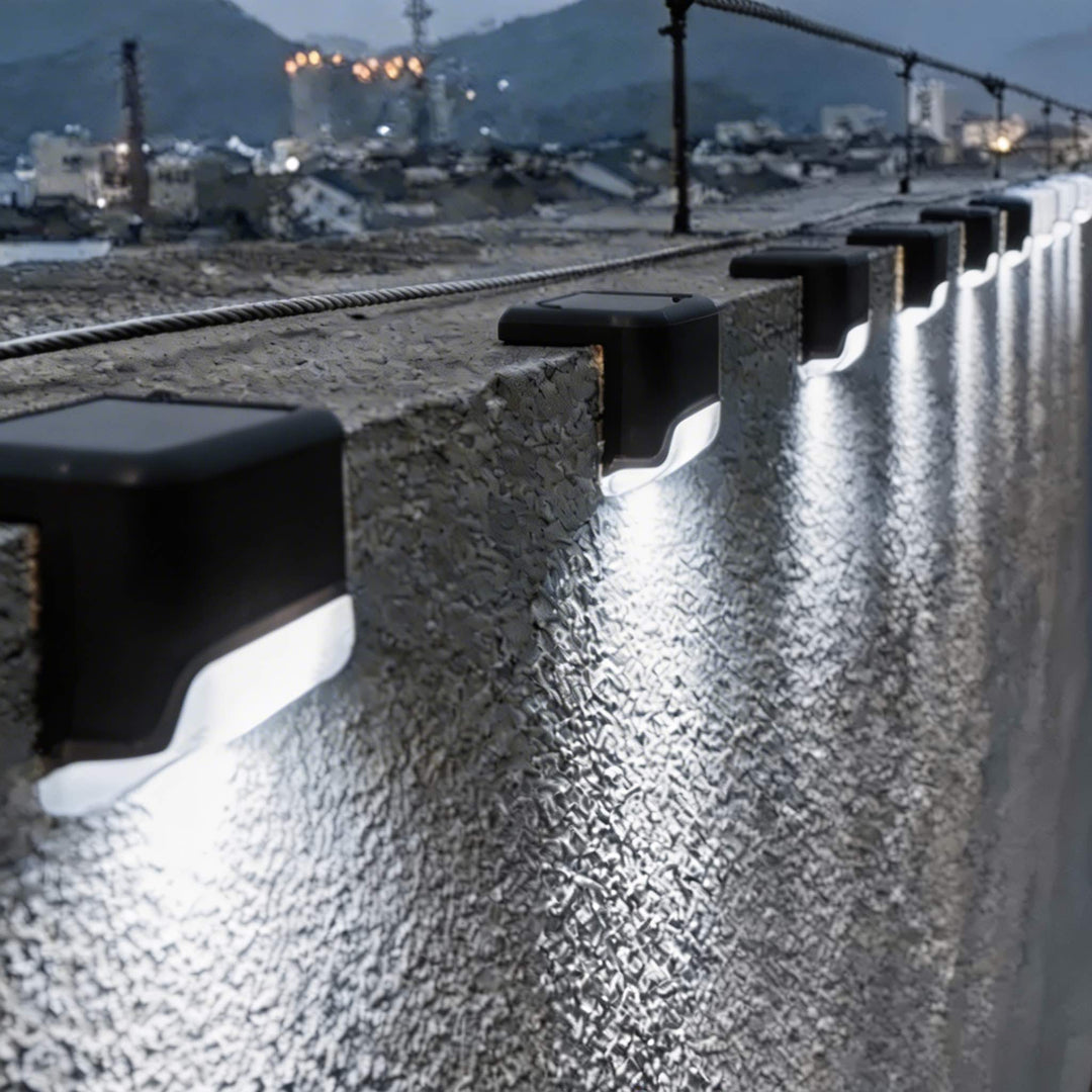 Solar Garden Light Outdoor Step Lamp Waterproof Plastic Linear Design Warm White LED