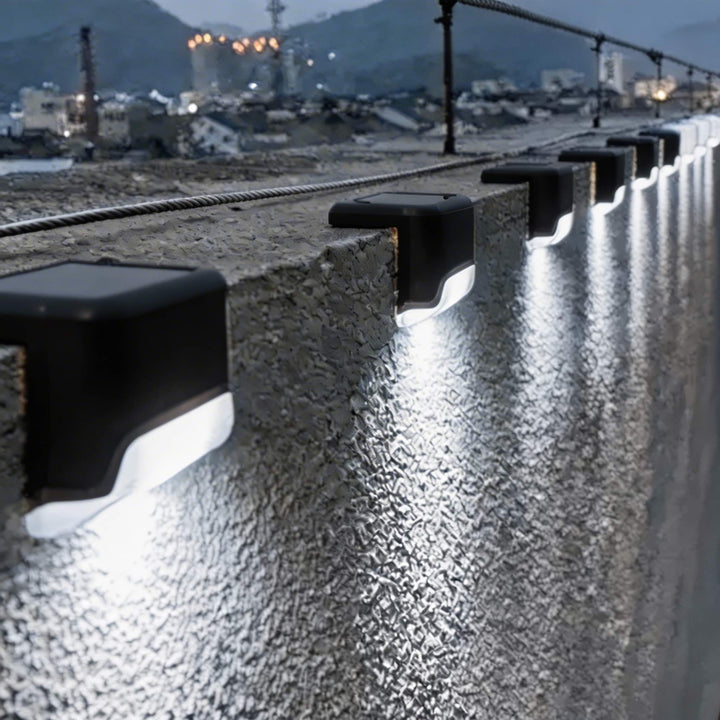 Solar Garden Light Outdoor Step Lamp Waterproof Plastic Linear Design Warm White LED
