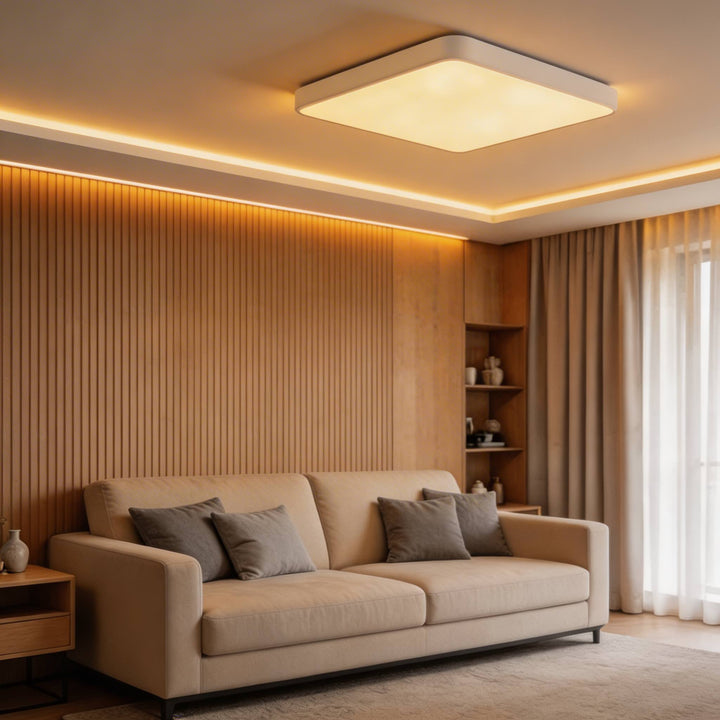 Modern Square Flush Mount Ceiling Light Fixture Metal LED with Dimmable Color Temperature Options