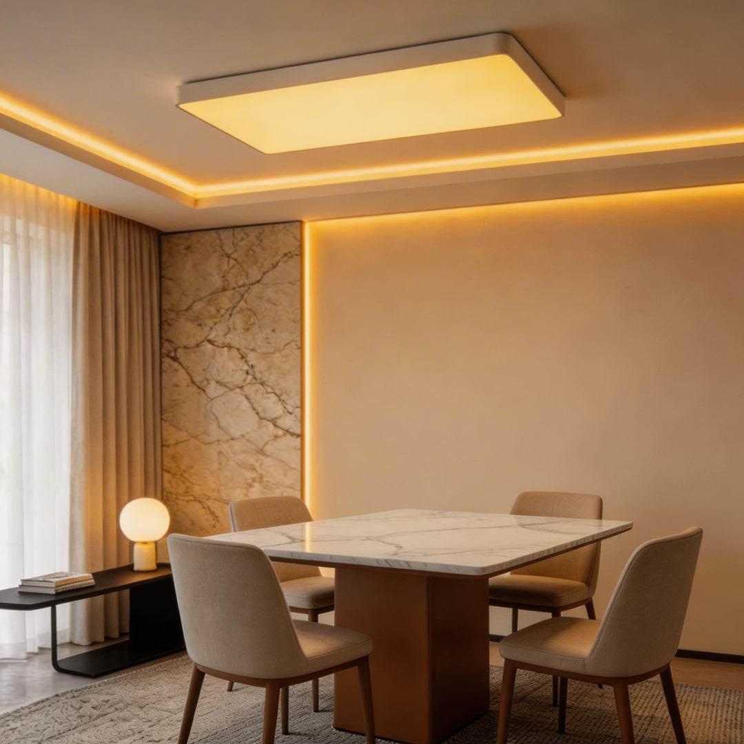 Modern Square Flush Mount Ceiling Light Fixture Metal LED with Dimmable Color Temperature Options