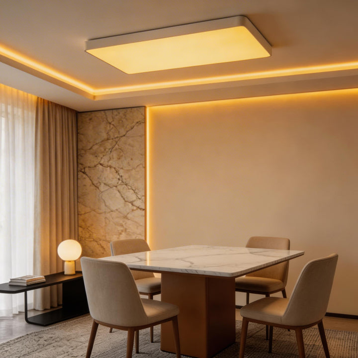 Modern Square Flush Mount Ceiling Light Fixture Metal LED with Dimmable Color Temperature Options