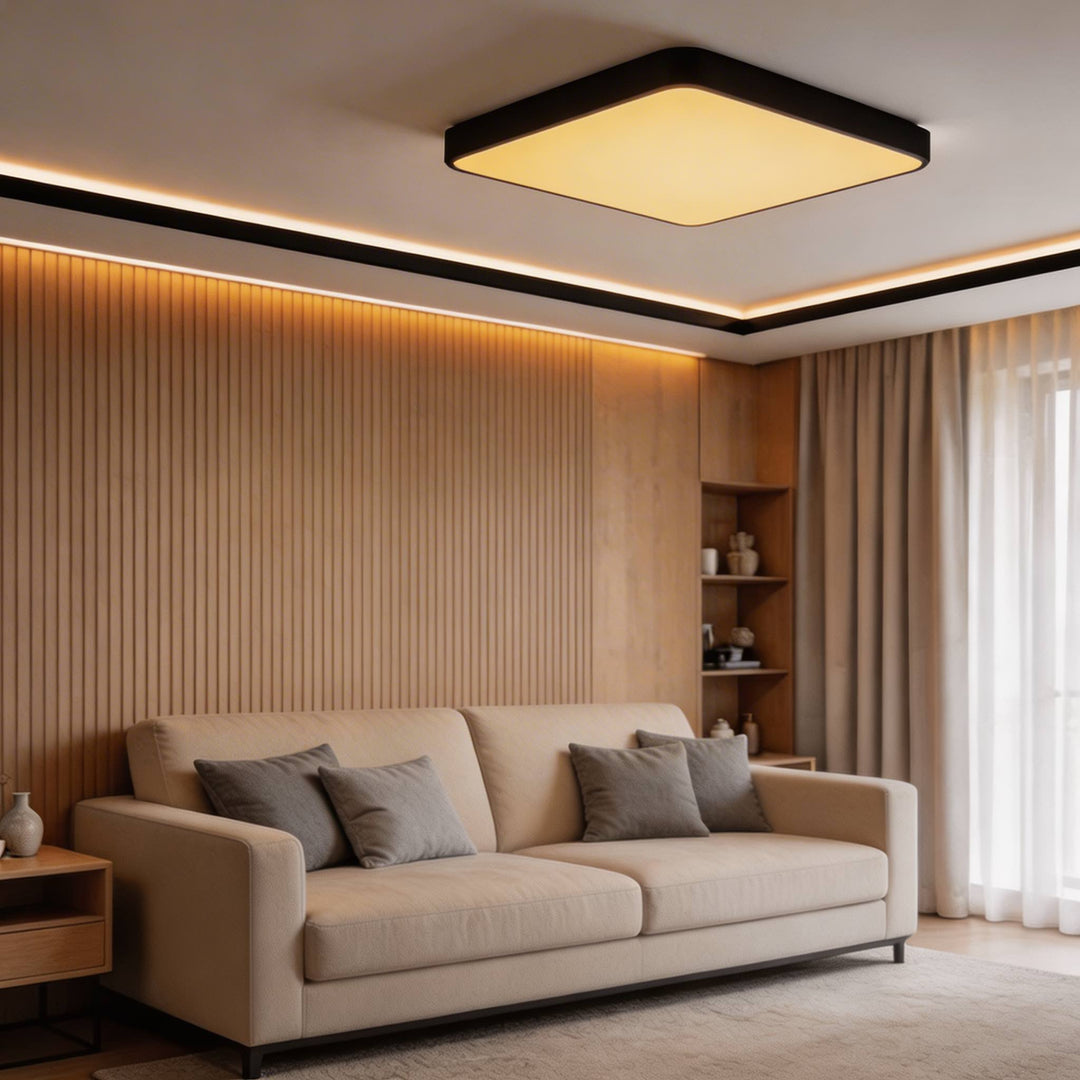 Modern Square Flush Mount Ceiling Light Fixture Metal LED with Dimmable Color Temperature Options