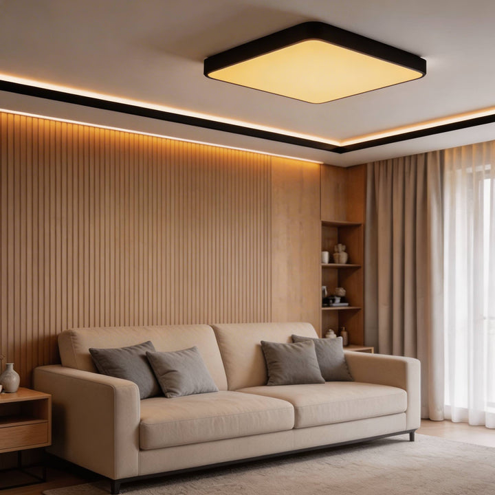 Modern Square Flush Mount Ceiling Light Fixture Metal LED with Dimmable Color Temperature Options