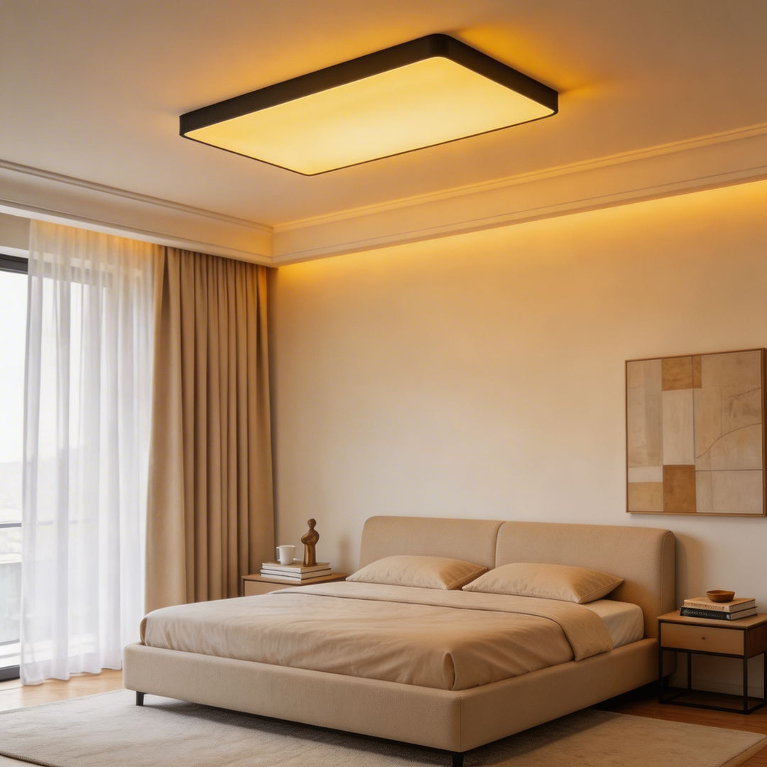 Modern Square Flush Mount Ceiling Light Fixture Metal LED with Dimmable Color Temperature Options