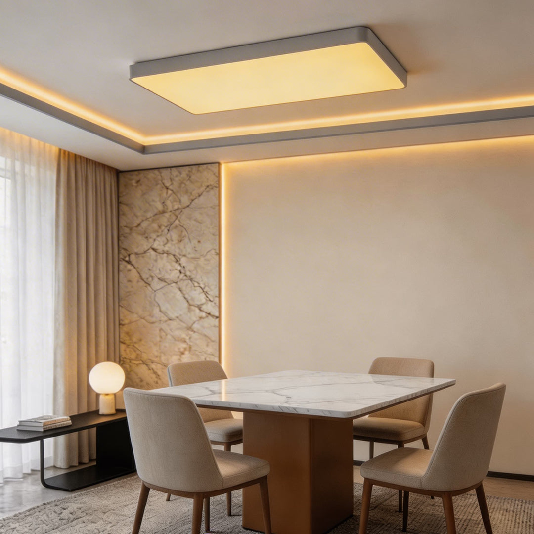 Modern Square Flush Mount Ceiling Light Fixture Metal LED with Dimmable Color Temperature Options