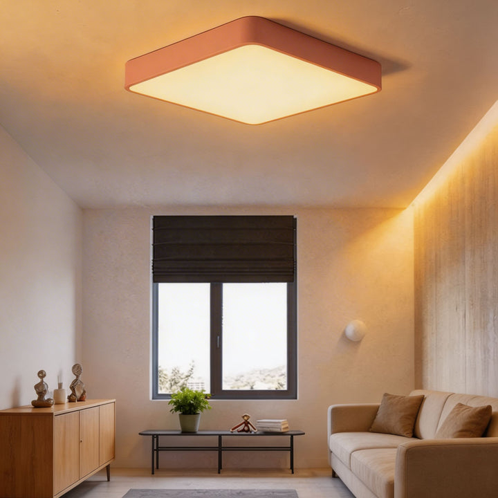 Modern Square Flush Mount Ceiling Light Fixture Metal LED with Dimmable Color Temperature Options