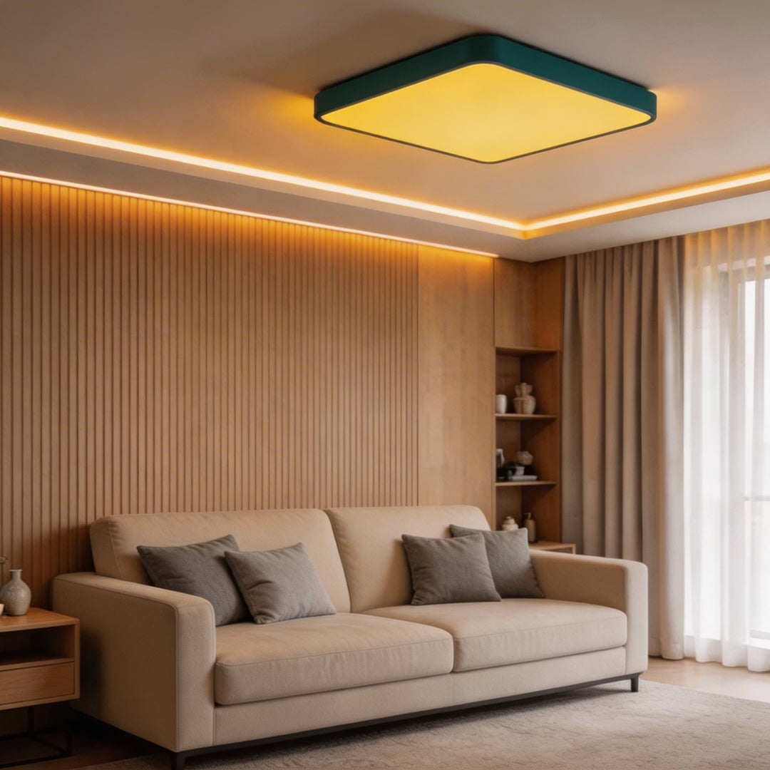 Modern Square Flush Mount Ceiling Light Fixture Metal LED with Dimmable Color Temperature Options