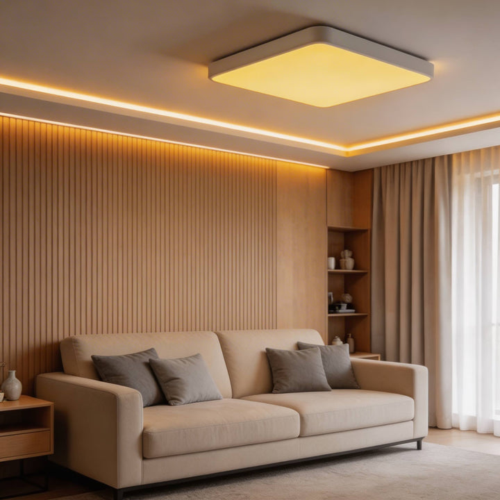 Modern Square Flush Mount Ceiling Light Fixture Metal LED with Dimmable Color Temperature Options