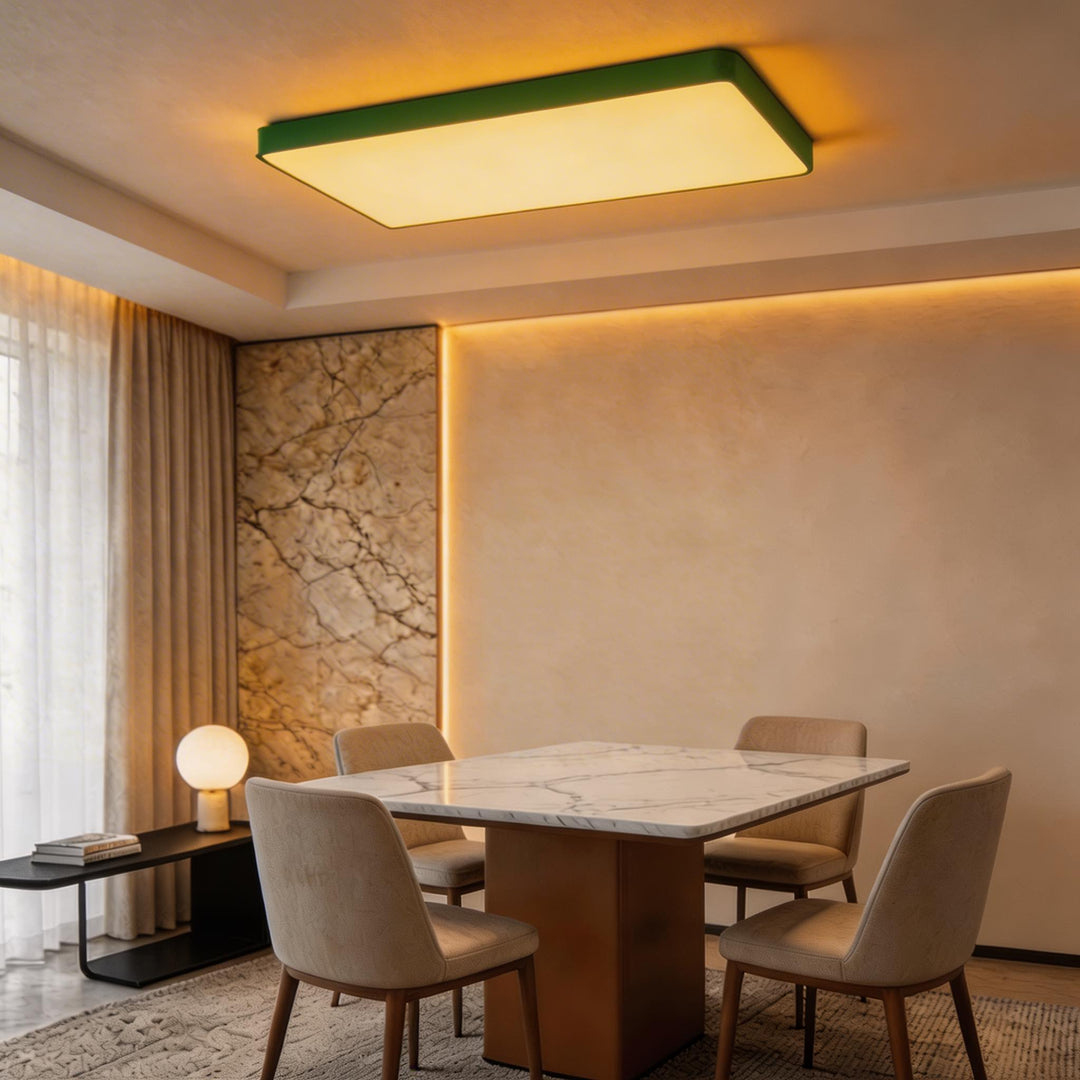 Modern Square Flush Mount Ceiling Light Fixture Metal LED with Dimmable Color Temperature Options