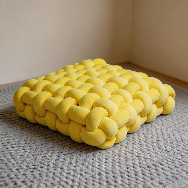 Modern Square Throw Pillow Hand-Woven Plush Fabric Decorative Couch Cushion for Living Room