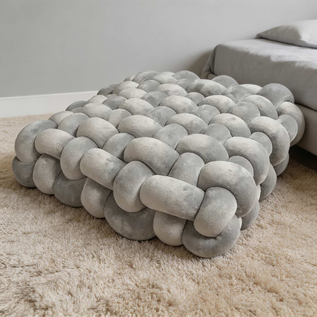Modern Square Throw Pillow Hand-Woven Plush Fabric Decorative Couch Cushion for Living Room