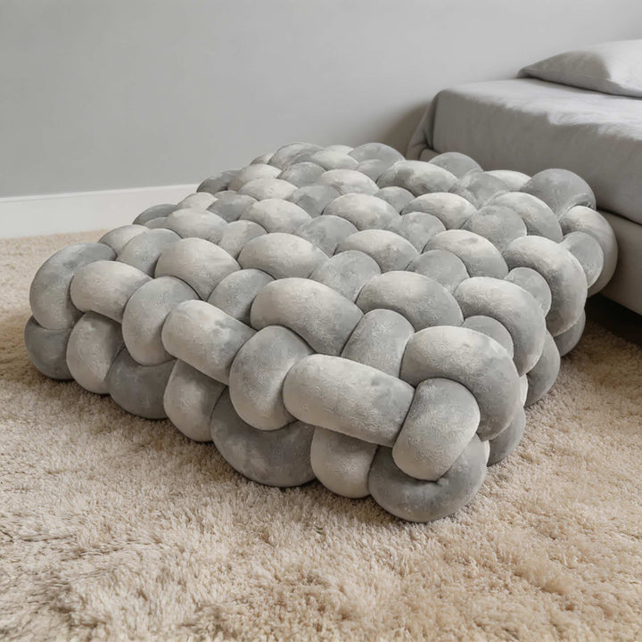 Modern Square Throw Pillow Hand-Woven Plush Fabric Decorative Couch Cushion for Living Room