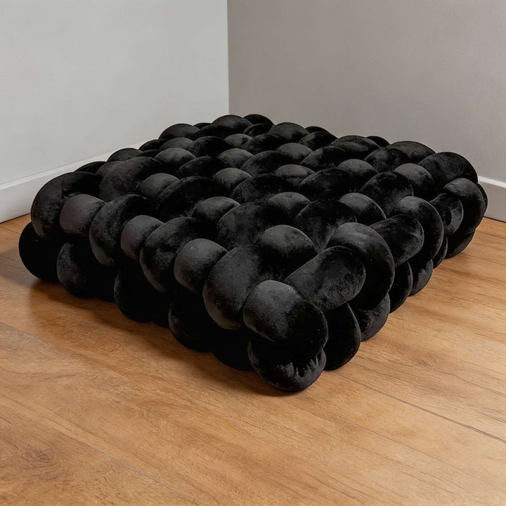 Modern Square Throw Pillow Hand-Woven Plush Fabric Decorative Couch Cushion for Living Room