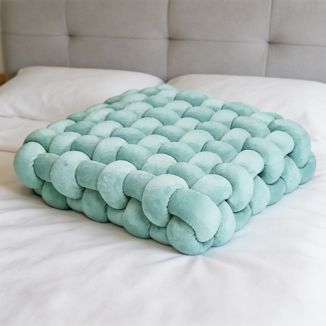 Modern Square Throw Pillow Hand-Woven Plush Fabric Decorative Couch Cushion for Living Room