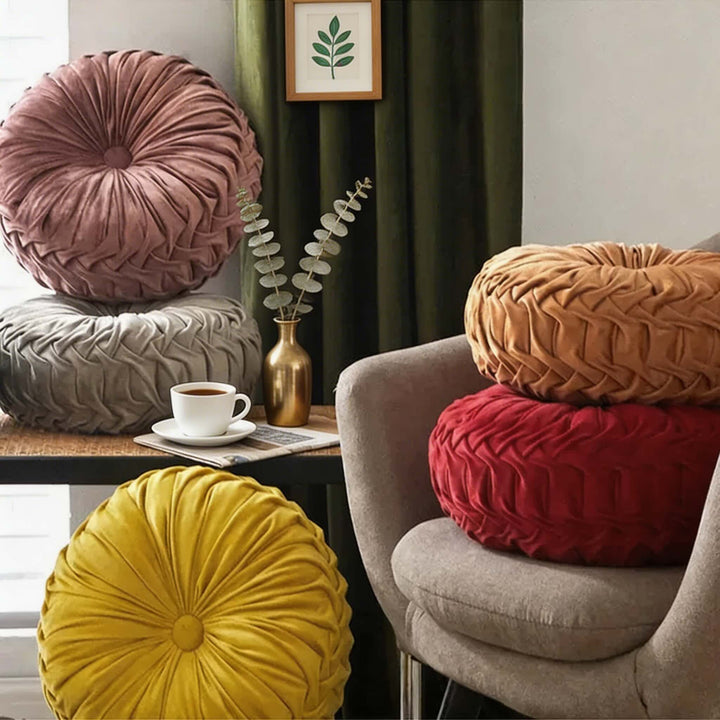 Modern Throw Pillow 3D Pleated Design Velvet Lumbar Support Cushion for Couch Bed Office Chair