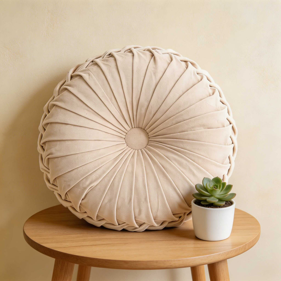 Modern Throw Pillow 3D Pleated Design Velvet Lumbar Support Cushion for Couch Bed Office Chair