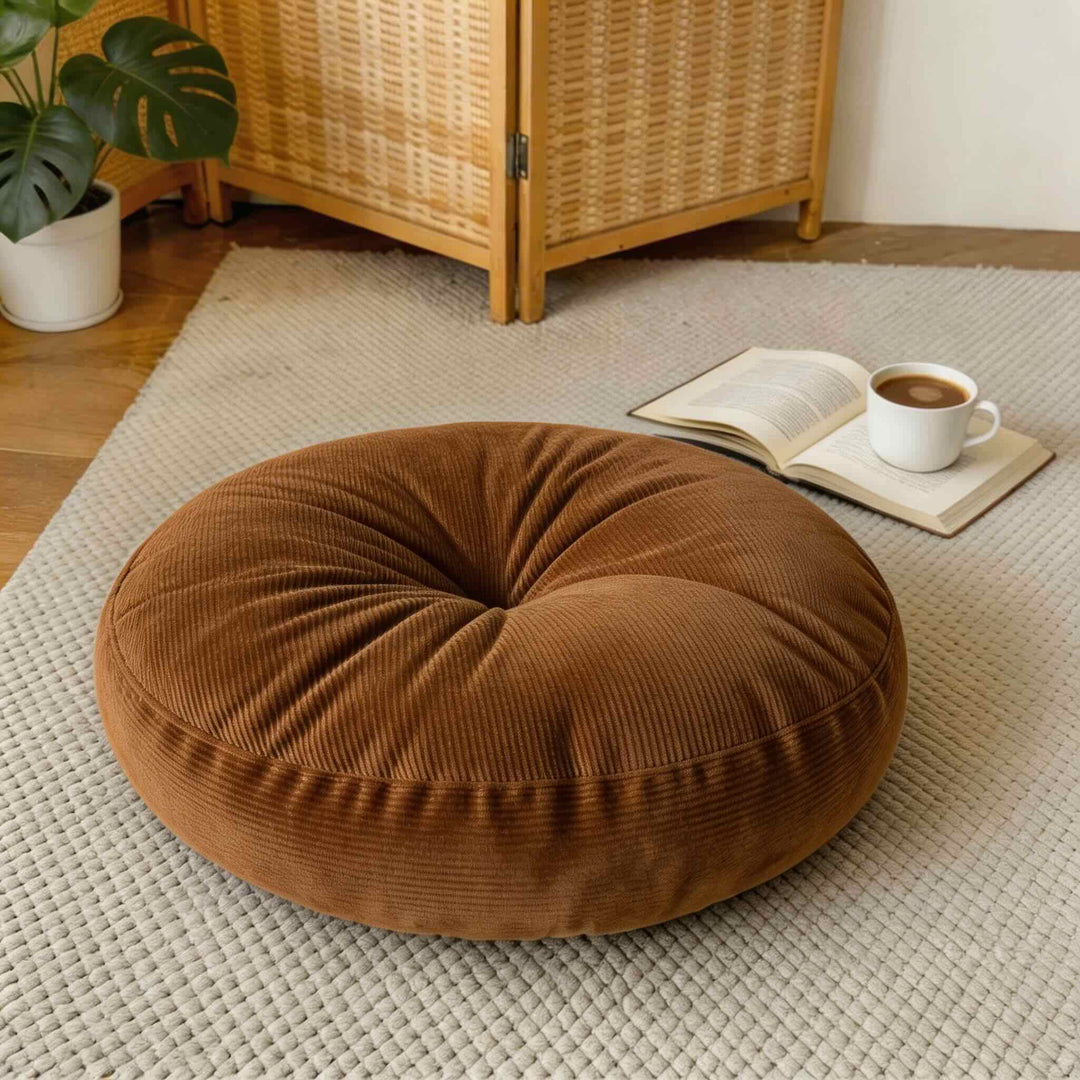 Vibrant Orange Round Meditation Cushion Soft Filling Comfortable Design Lightweight Portable for Yoga and Relaxation