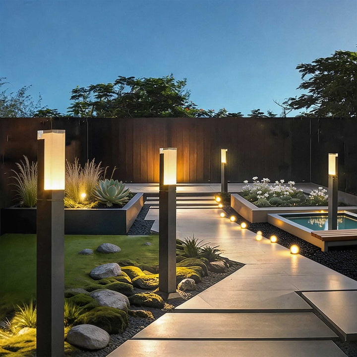 Outdoor Path Lights Waterproof LED Garden Lighting Modern Aluminum Square Design