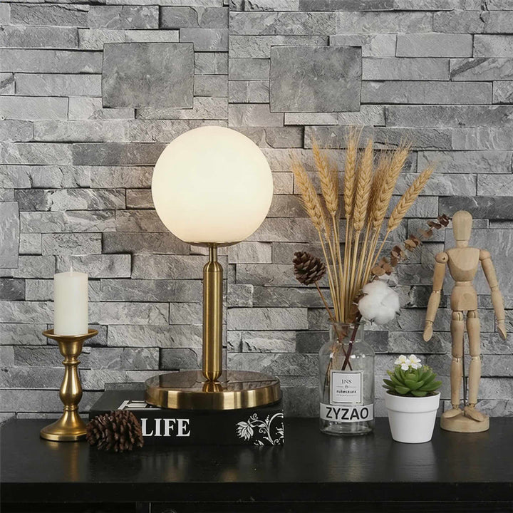 Nordic Modern Table Lamp LED Glass Ball Bedside Light E26 for Bedroom Decor