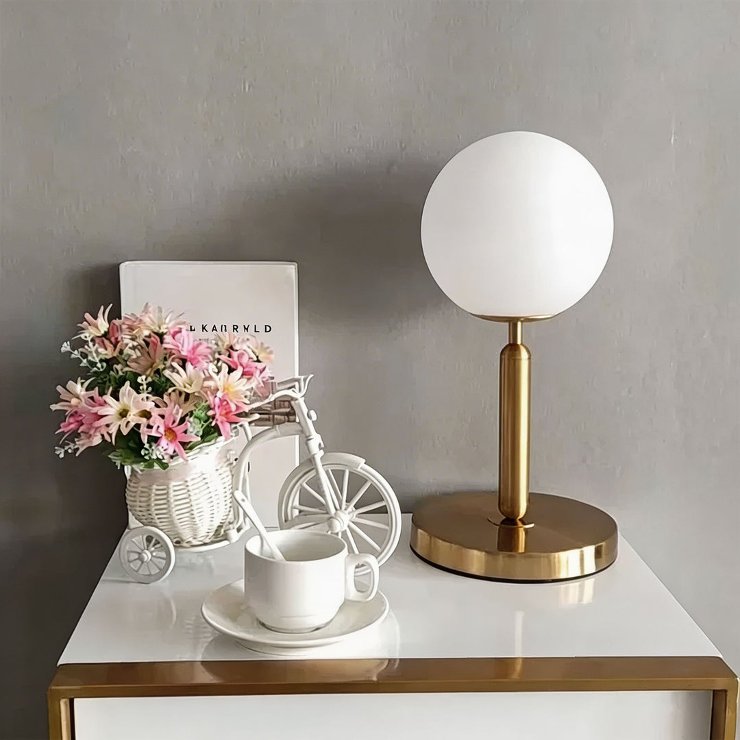 Nordic Modern Table Lamp LED Glass Ball Bedside Light E26 for Bedroom Decor