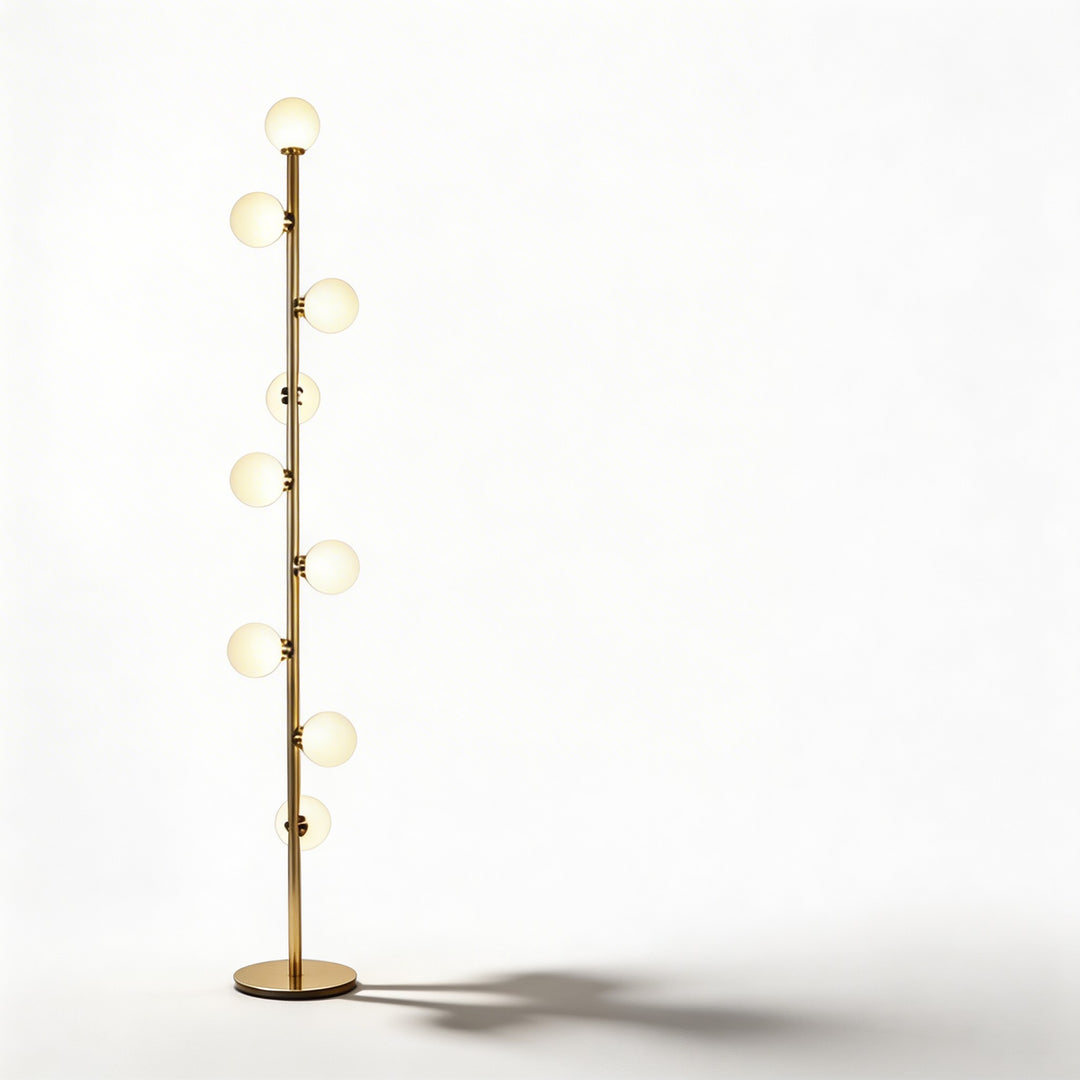 Modern Floor Lamp with 9 Glass Balls for Living Room Lighting, LED Adjustable Standing Lamp