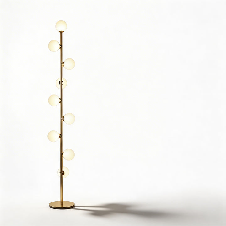 Modern Floor Lamp with 9 Glass Balls for Living Room Lighting, LED Adjustable Standing Lamp