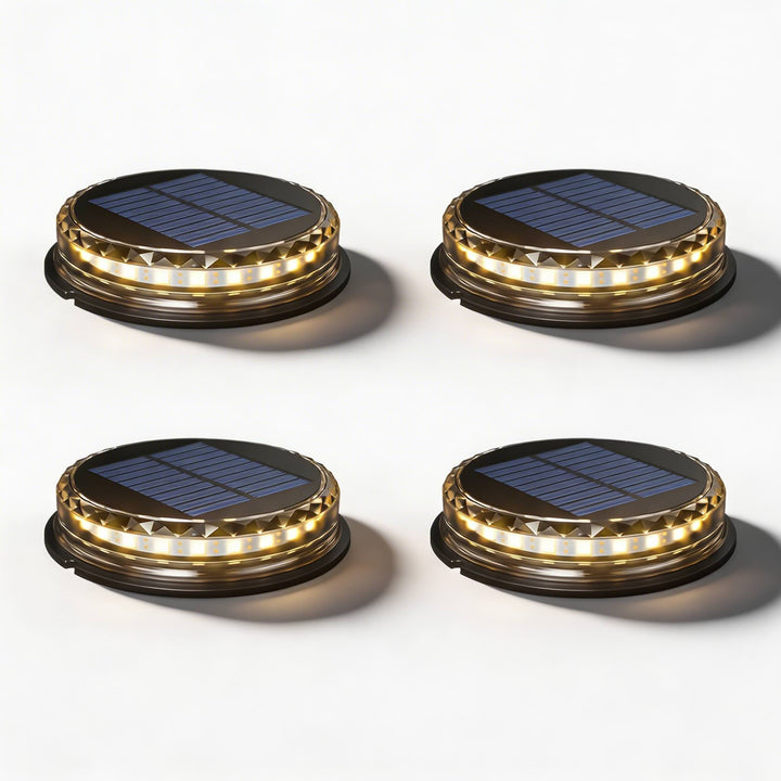 Solar Garden Lights Outdoor 4 Pack Waterproof LED Disc Lighting for Pathway