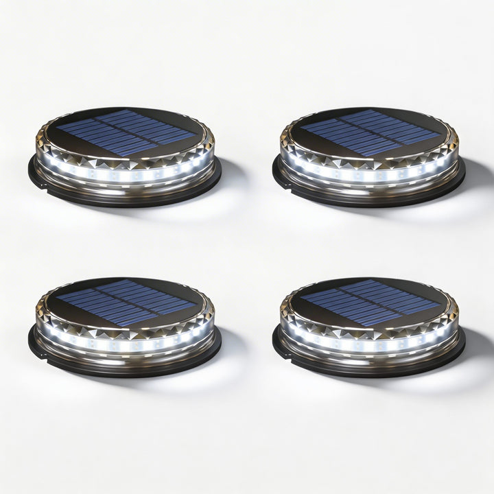 Solar Garden Lights Outdoor 4 Pack Waterproof LED Disc Lighting for Pathway