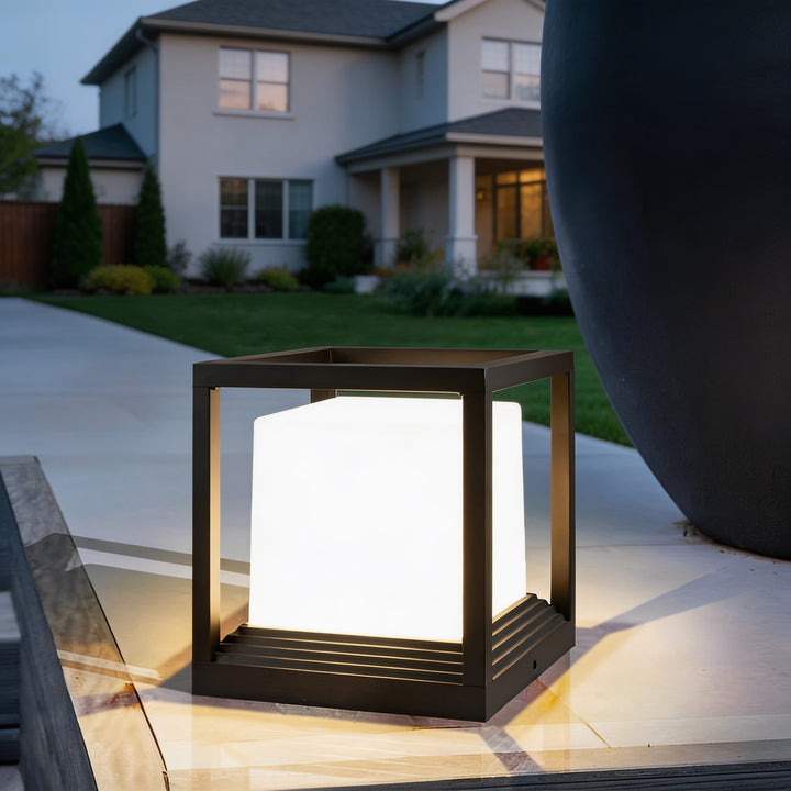 Solar Garden Lights Outdoor Waterproof LED Pedestal Light Modern Design