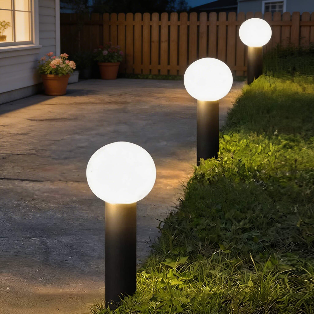 Bollard Lights Outdoor Waterproof Black Metal LED 3000K Spherical Design