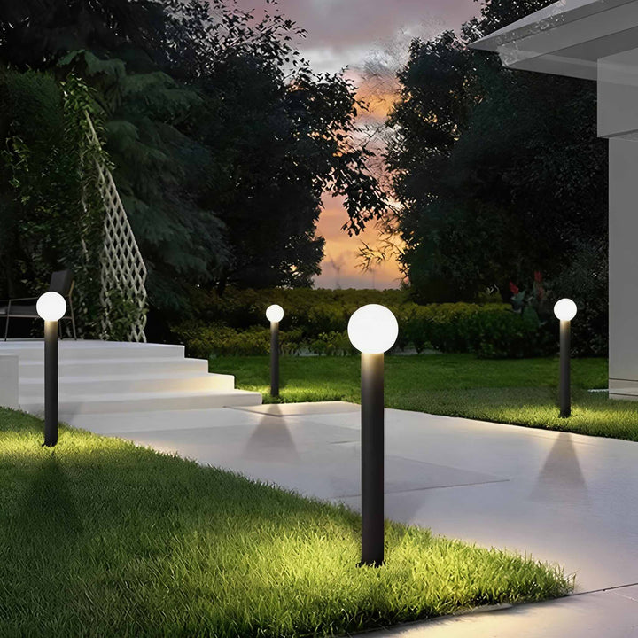 Bollard Lights Outdoor Waterproof Black Metal LED 3000K Spherical Design