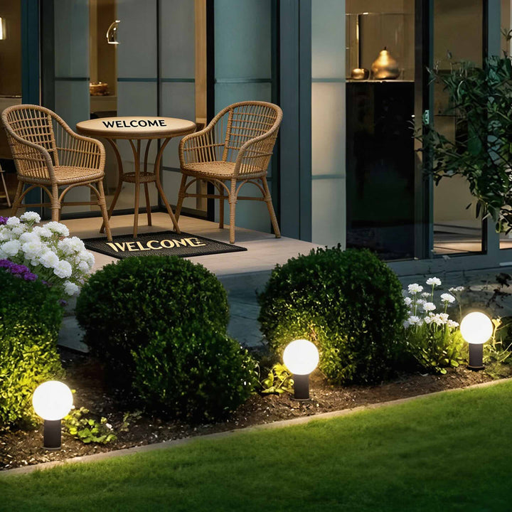 Bollard Lights Outdoor Waterproof Black Metal LED 3000K Spherical Design