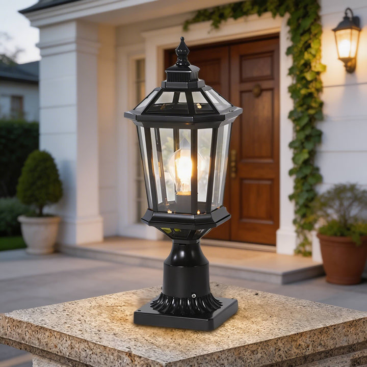 Outdoor Pillar Lights Solar Column Waterproof LED for Garden Courtyard