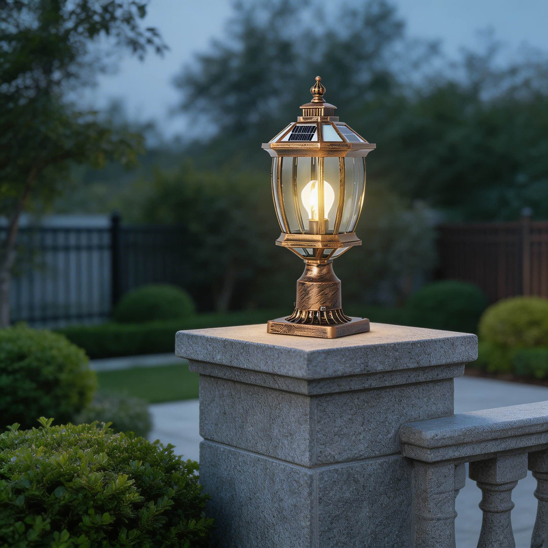 Outdoor Pillar Lights Solar Column Waterproof LED for Garden Courtyard