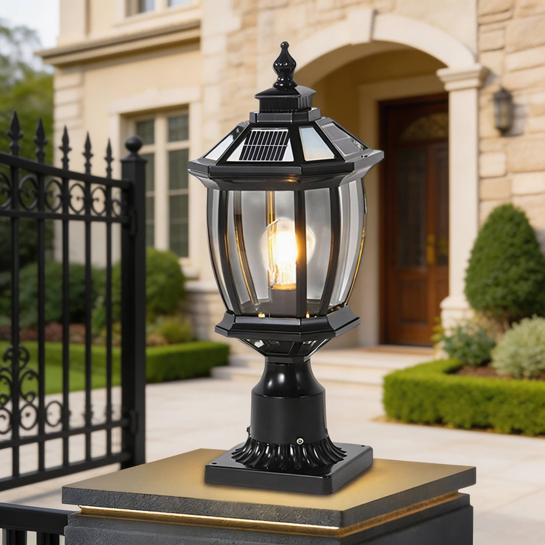 Outdoor Pillar Lights Solar Column Waterproof LED for Garden Courtyard