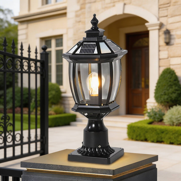 Outdoor Pillar Lights Solar Column Waterproof LED for Garden Courtyard