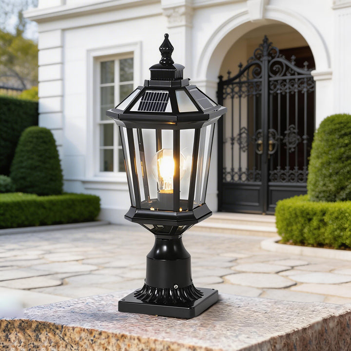 Outdoor Pillar Lights Solar Column Waterproof LED for Garden Courtyard