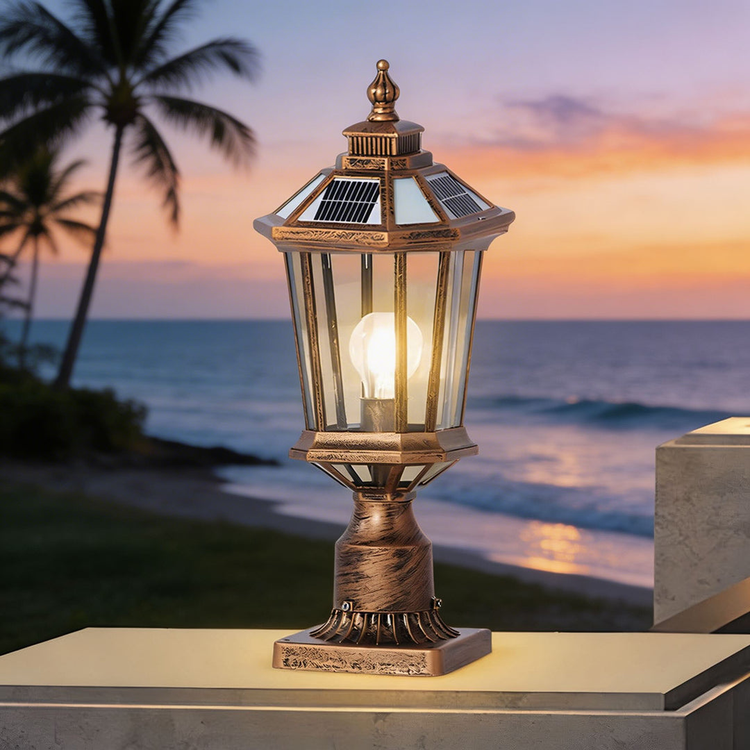 Outdoor Pillar Lights Solar Column Waterproof LED for Garden Courtyard