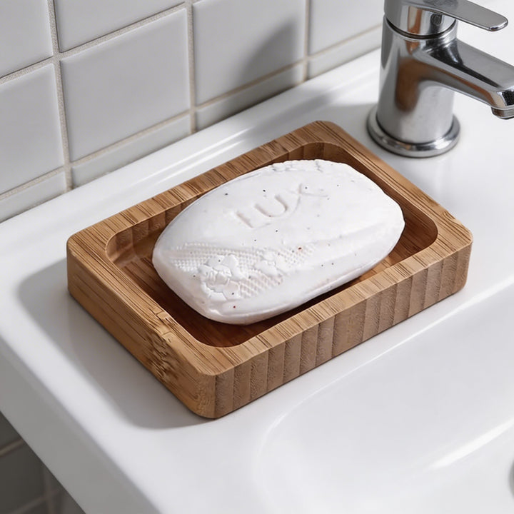 Natural Wooden Soap Dish Holder Eco-Friendly for Shower & Bathroom Use