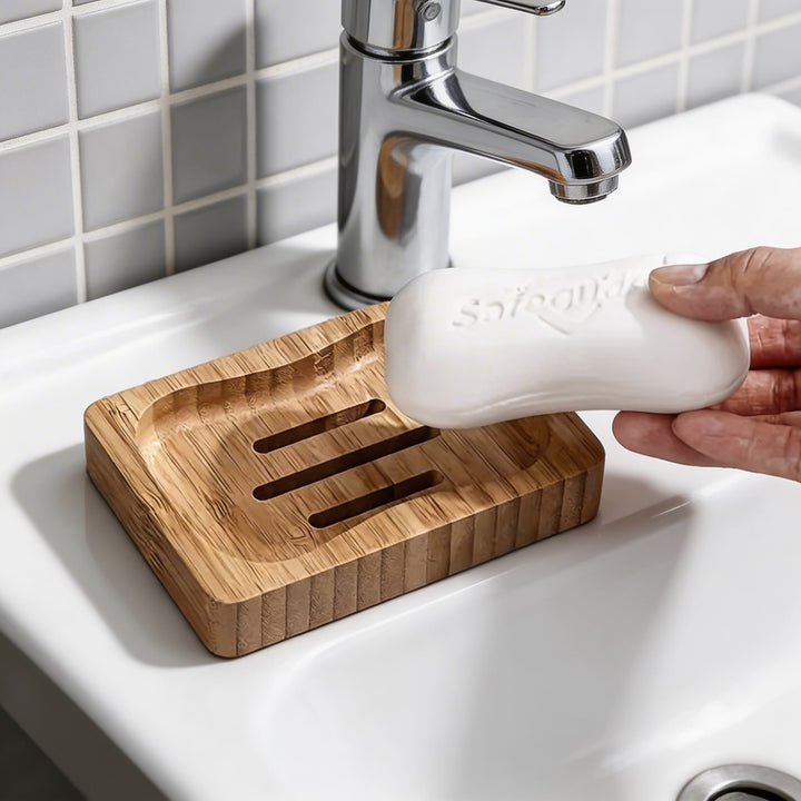 Natural Wooden Soap Dish Holder Eco-Friendly for Shower & Bathroom Use