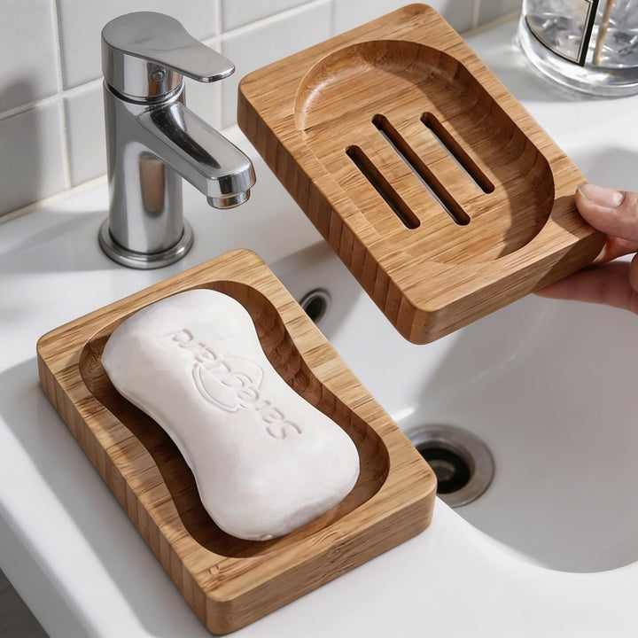 Natural Wooden Soap Dish Holder Eco-Friendly for Shower & Bathroom Use