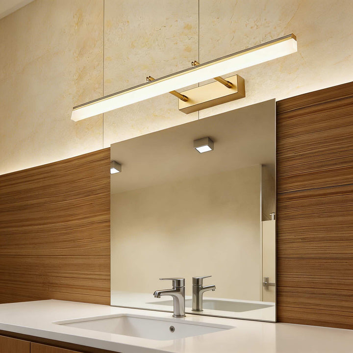 Gold Bathroom Vanity Light Bar Adjustable Stainless Steel 3-Colour Acrylic