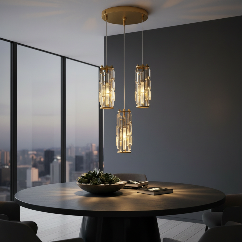 Industrial Crystal Glass Adjustable Mini Pendant Light