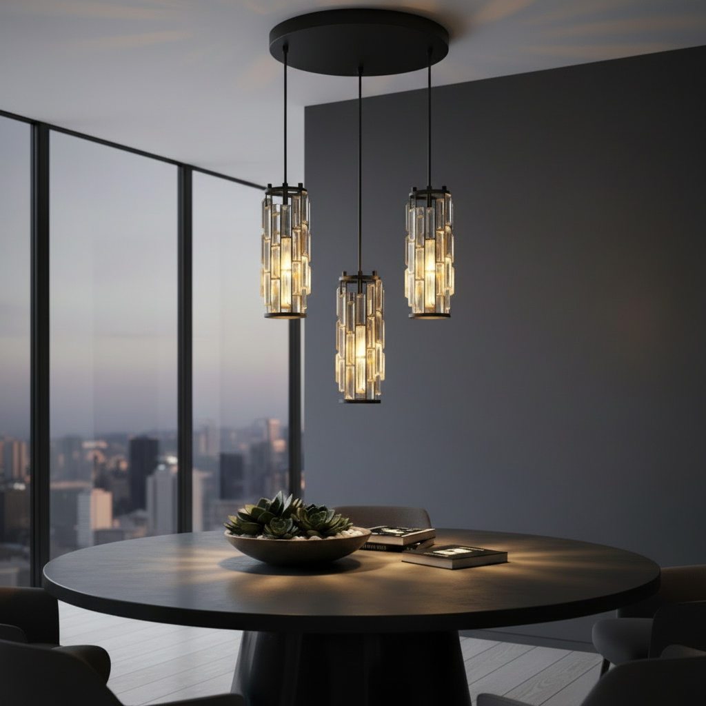 Industrial Crystal Glass Adjustable Mini Pendant Light